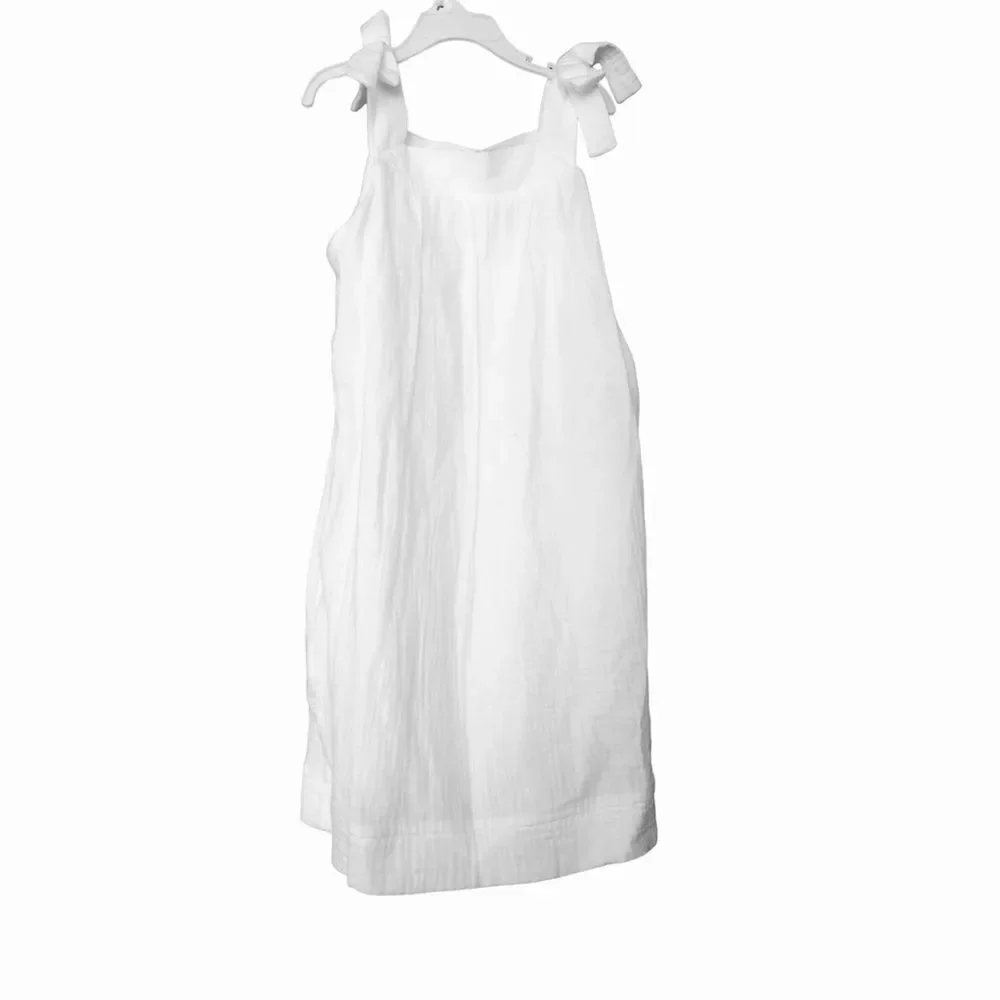 NWT GIRLS COOPER KEY WHITE SHOULDER STRAPS SIMPLE SUMMER DRESS WRINKLE LINED